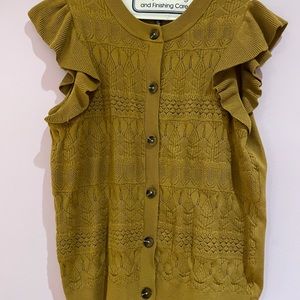 Who what wear brand textured sleeveless button down with see through designs